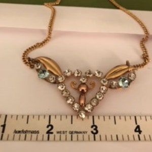 Lovely vintage Star-Art rhinestone and 12K gold heart-shaped necklace 1940s image 4