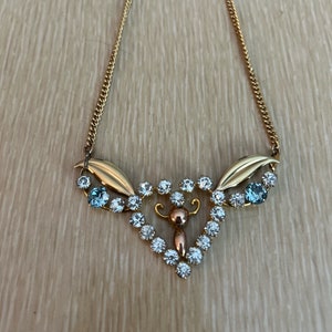 Lovely vintage Star-Art rhinestone and 12K gold heart-shaped necklace 1940s image 5