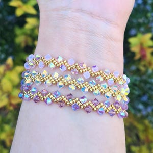 Pink crystal handmade bracelet, Iridescent jewellery, dainty glass summer bracelet, sun catcher jewellery
