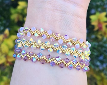 Pink Crystal Bracelet • Dainty Beaded Bracelet • Pastel Jewelry for Women • Minimalist Stacking Bracelet