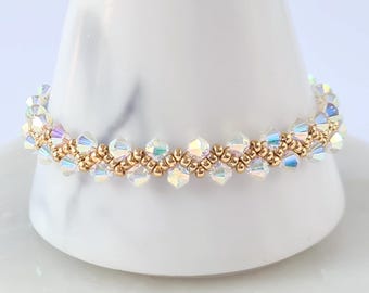 Dainty Crystal Bracelet • Iridescent Beaded Bracelet • Sun Catcher Jewelry • Minimalist Stacking Jewellery for Women