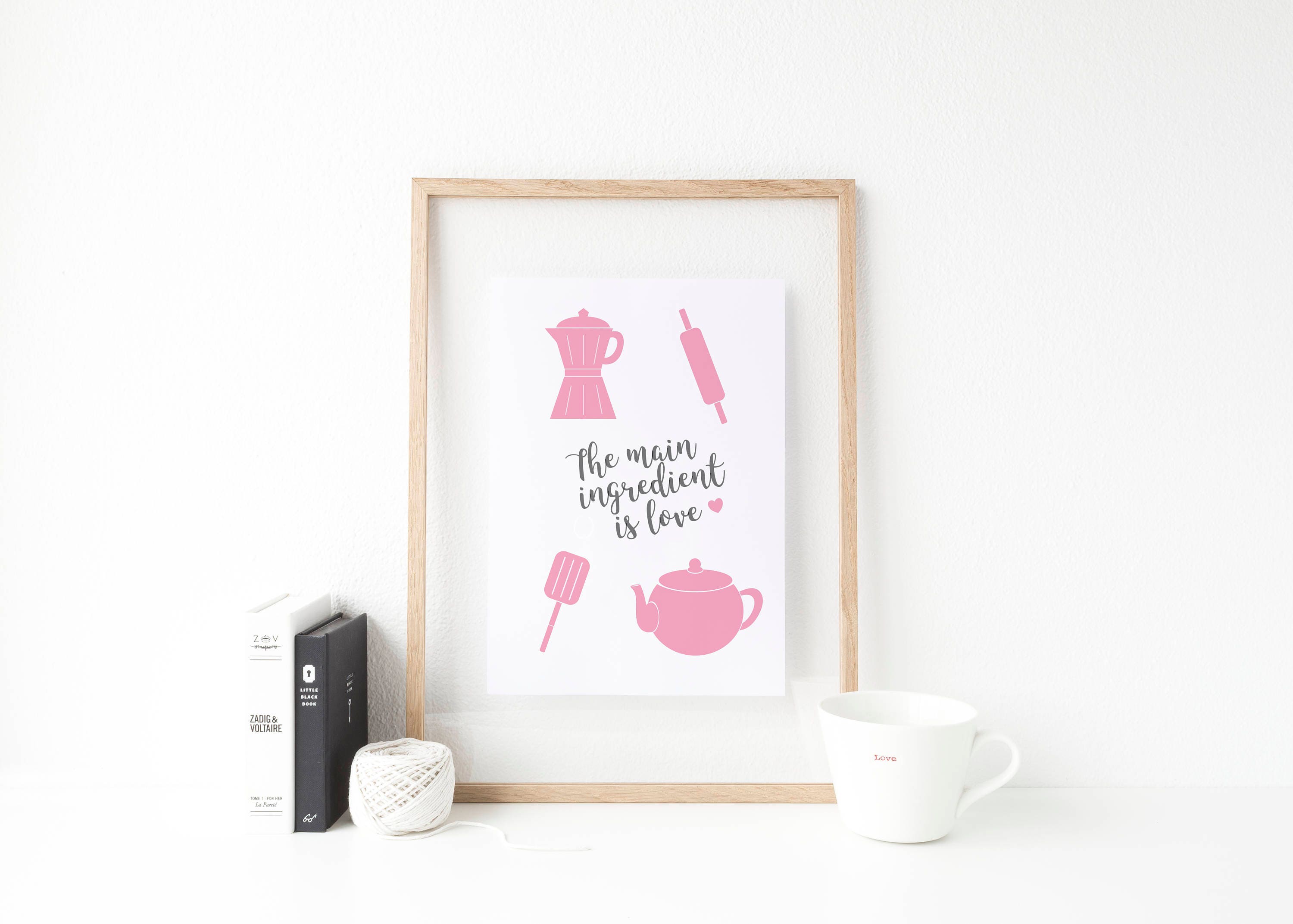 Pink Kitchen Print. Kitchen Print. Love Print. Kitchen | Etsy