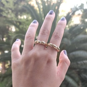 Gold Rope Ring, Chunky Ring, Curb Chain Ring, 22K Gold Ring, Minimalist Ring, Big Size Ring, Twist Ring, Adjustable Ring, Birthday Gifts