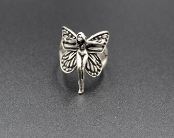 Antique hammered Silver Statement Ring, Butterfly Ring, Angel Ring, Adjustable Silver Ring,Boho Jewelry, Handcraft Boho ring, Boho chic ring