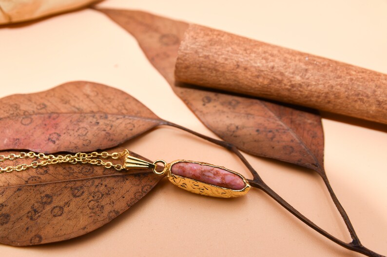 Pink Tourmaline Jewelry Set, Tourmaline Necklace, Tourmaline Earrings, Minimalist Gold Jewelry Set, Raw Gemstone Pendant, October Birthstone image 3