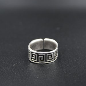 Fashion Men&#39;s Silver Rings, Zigzag Style Ring, Size Adjustable Boho Rings, Gift for men, Boho Jewelry, Man 925 Silver Signet Ring