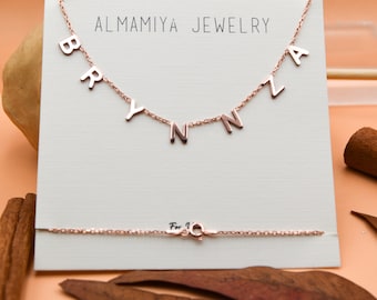 Custom Letter Necklace, Sterling Silver Necklace, Kids Name Necklace, Custom Initials Necklace, Personalized Gift,Birthday Gift,New Mom Gift