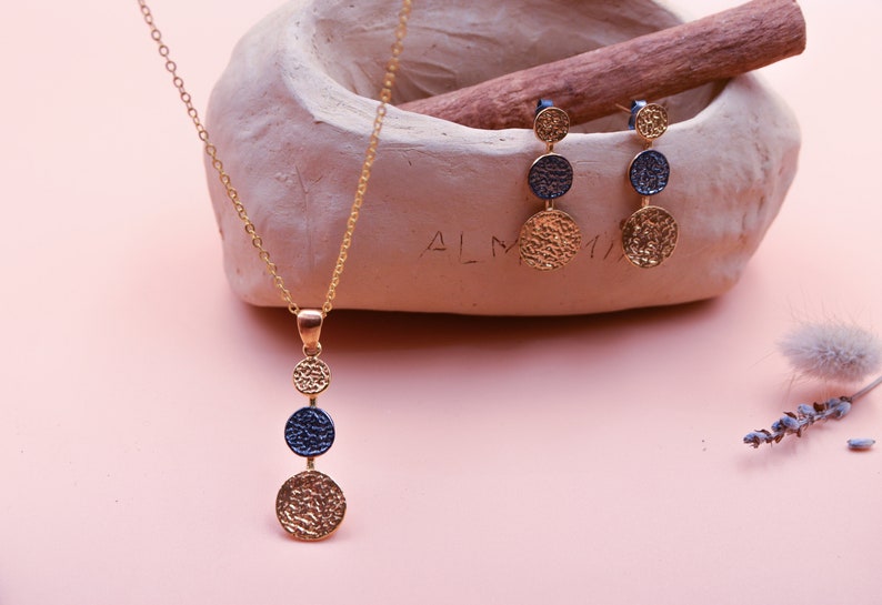 Gold Trio Necklace, Minimalist Jewelry, 22K Gold Filled Necklace Gold Trio Necklace, Minimalist Jewelry, 22K Gold Filled Necklace