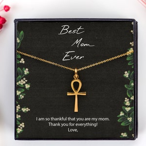 Moederdag cadeau van dochter voor moeder, Ankh ketting, gepersonaliseerde cadeaubon voor moeder, Moederdag sieraden, gratis geschenkdoos