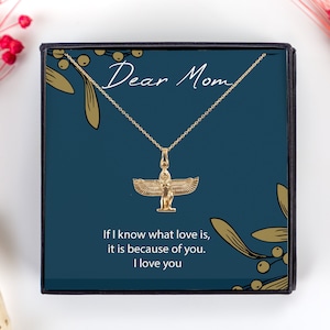 Muttertagsgeschenk von Tochter, Göttin Isis Halskette, personalisierte Geschenkkarte für Mama, Muttertagsschmuck, Geburtstagsgeschenk, Isis Charm