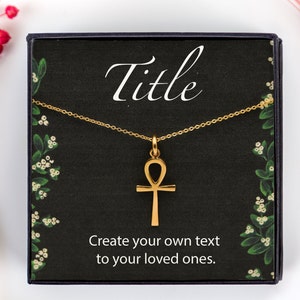 Gepersonaliseerd cadeaubericht met ketting voor vrouw, met goud gevulde bescherming Ankh, uniek cadeau-idee, gepersonaliseerde sieraden met aangepast bericht