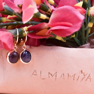Gemstone Earrings for her, Amethyst and Lapis Lazuli Gemstone Earrings, Dangle-Drop Earrings, February Birthstone, Birthday Gifts for her