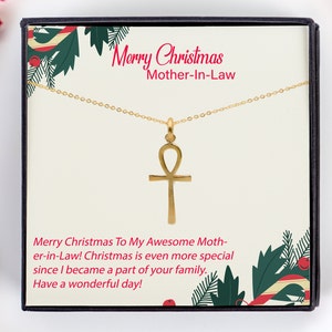 Christmas Gift For Mother in law, Memorable gift card, Personalized Jewelry Gift Ideas, Ankh Necklace, Cross Pendant, Key Of Life Pendant,