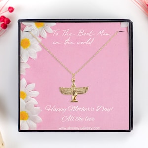 Regalo del Día de la Madre de su hija, Collar de la Diosa Isis, Tarjeta de regalo personalizada para mamá, Joyería del Día de la Madre, Regalo de cumpleaños, CAJA DE REGALO GRATIS