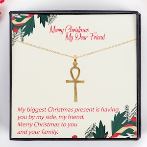 Weihnachtsgeschenk für meinen Freund, denkwürdige Geschenkkarte, personalisierte Schmuck Geschenkideen, Ankh Halskette, Kreuz Anhänger, Schlüssel des Lebens Anhänger,