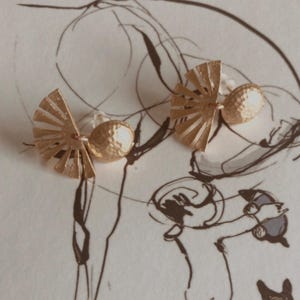 22K Gold Filled Sunburst Earrings: Geometric Brass Dangle Earrings
