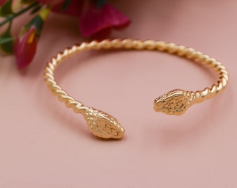 Gold Snake Cuff Bracelet, Ancient Egypt Jewelry, Gold Bohemian Style Cuff, Boho Snake Wrap Bracelet, Gold Snake Bangle Bracelet,Gift for her