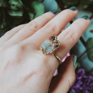 Gold Raw Citrine Ring, November Birthstone Ring, Yellow Uncut Gemstone Ring, Crystal Raw Stone Ring, Stone Ring, Citrine Jewelry Set