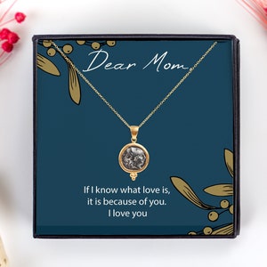 Mother's Day Gift from Daughter for Mother, Goddess Athena Coin Necklace, Personalized Gift Card for Mom, Mother's Day, Birthday Gift image 1