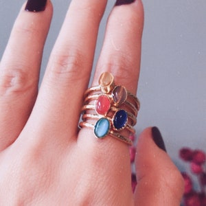 Birthstone Rings, 22K Gemstone Rings, Personalized Gift, Family Birthstone Rings, Mother&#39;s Gift Ring, Gift For Women Adjustable Ring