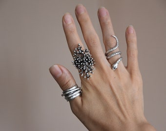 Coral Branch Ethnic Silver Ring, Silver chunky ring, Hammered ring, Boho jewelry, Adjustable Ring, Bohemian Ring, Gift For Her