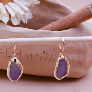 Raw Amethyst Earrings, Gemstone Dangle Earrings, Raw Stone, Raw Amethyst, Boho Earrings, Raw Gemstone Jewelry,Bohemian Earrings,Gift for her