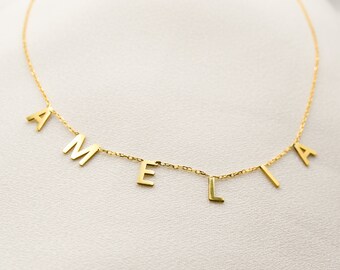 Custom Letter Necklace, Sterling Silver Necklace, Kids Name Necklace, Custom Initials Necklace, Personalized Gift,Birthday Gift,New Mom Gift