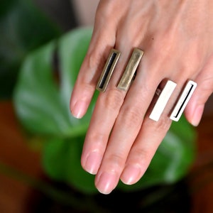 Anillo de barra doble, anillo boho, anillo de declaración, anillo de plata antiguo, anillo largo, anillos delicados, anillo de plata boho, anillo boho chic, días de san valentín