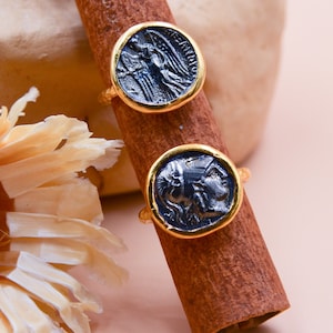 Goddess Athena Coin Ring, Greek Style Jewelry, The goddess Roman Coin Ring, Ancient Greek Coin Ring, Signet Ring,Valentines gift, Adjustable