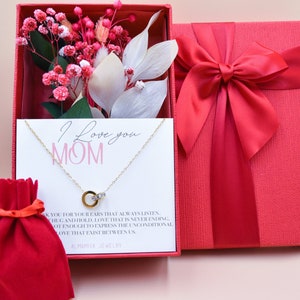 Colar personalizado com mensagem personalizada, caixa de presente de buquê de flores, ideias de presentes personalizadas, presentes para mamãe, presente de aniversário para ela