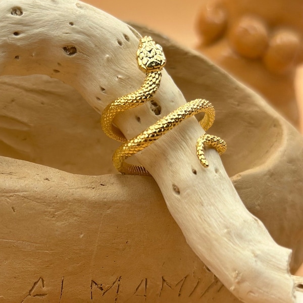 Gold Snake Ring, Bohemian Rings, Adjustable Ring, Silver Snake Ring, Snake Band, Open Serpent jewelry, Stacking Animal rings, FREE gift box