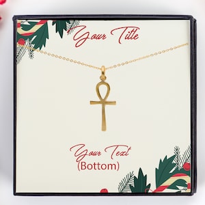 Tarjeta de regalo de Navidad con collar Ankh, colgante de llave de la vida, tarjeta de regalo memorable, tarjeta de regalo personalizada para Navidad, colgante cruzado