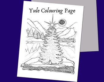 Holiday / New Year's / Yule Colouring Page, 2025; by Amanda Ramsay, single page download