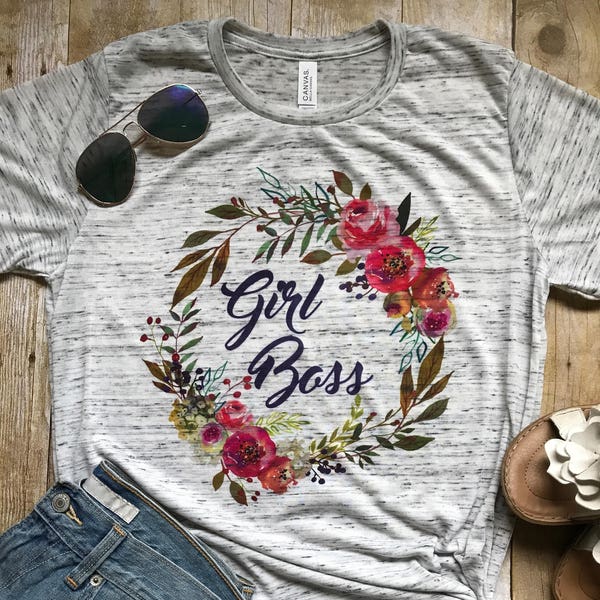 Girl Boss Shirt Workout Shirt Mom Tee Shirt Boho Tee Shirt Mom Shirt Trendy Shirt Birthday Gift Business Mom Floral shirt Etsy Shop Owner