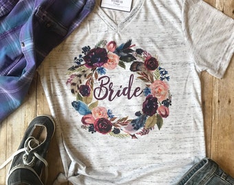 Boho Bride Shirt | Engagement Gift | Wedding Shower Gift | Boho Wedding |  Bride to Be Shirt | Team Bride | Wedding Shower Shirt