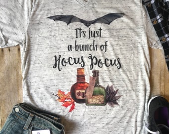 Halloween shirt for Women Hocus Pocus Shirt Fall Shirts Womens Shirt It's Just a Bunch of Hocus Pocus Shirt for Halloween Party Gift for BFF