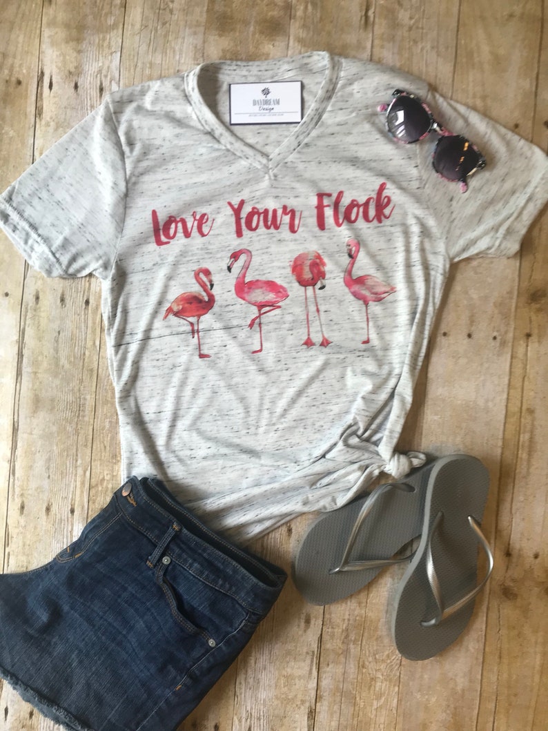 Flamingo Shirt Summer Shirts Love Your Flock Summer Tee - Etsy