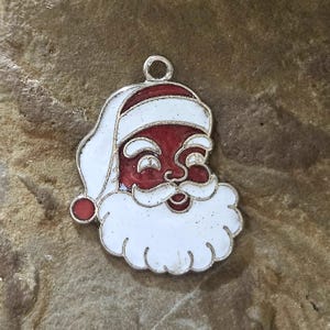 Vintage Enamel Santa Claus Charm - Sterling Silver Christmas Jewelry