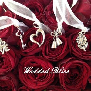 Wedded Bliss - Wedding Cake Pull Collection: 6 Elegant, Sterling Silver Charms for Bridesmaid Gifts, Bridal Shower or Wedding Favors