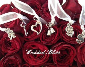 Cake Pulls 6pc Wedded Bliss Sterling Silver Wedding Cake Pull Charms  Ribbon Pulls Wedding Favor Bridesmaid Gifts Bridal Shower Gift Game