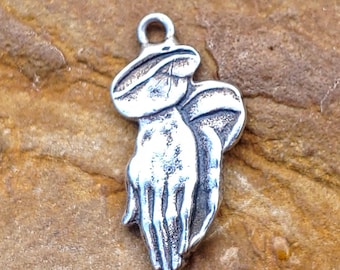 Vintage Praying Hands Charm Sterling Praying Hands Charm Bracelet Religious Charm Necklace Pendant Jewelry Christmas Gift Communion Gift