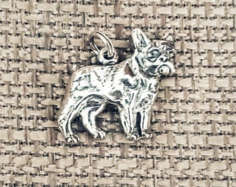 French Bulldog Charm Sterling Silver French Bull dog Charm Sterling Charm Dog Charm Bracelet Necklace Pendant