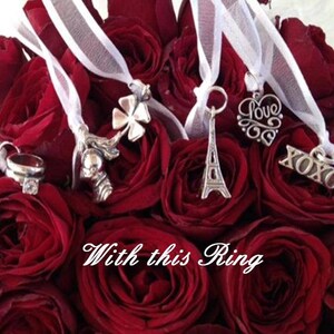 With this Ring - Wedding Cake Pull Collection: 6 Elegant, Sterling Silver Charms for Bridesmaid Gifts, Bridal Shower or Wedding Favors