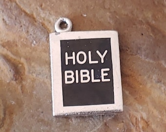 Holy Bible Charm Vintage Bible Charm Enamel Charm Sterling Silver Charm Necklace Pendant Gift for Her Charm Bracelet