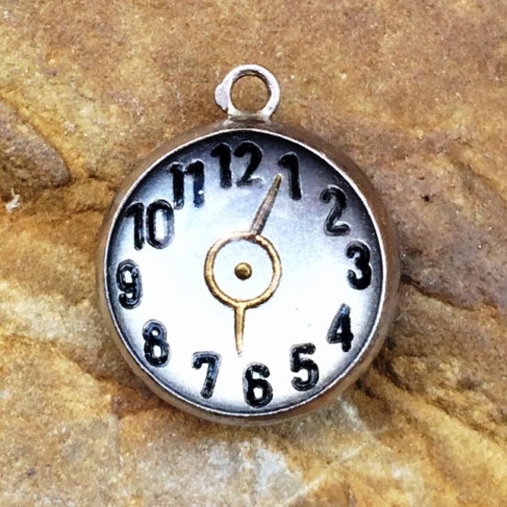 Vintage Clock Charm Intaglio Clock Charm Sterling