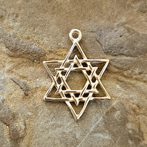 Dije de estrella de David, dije de oro amarillo de 14 k, colgante de estrella de David, joyería judía, regalo de Bat Mitzvah para ella