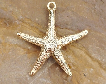 14k Gold Starfish Charm 14kt Yellow Gold Starfish Charm Gold Charm Bracelet Beach Charm Beach Souvenir Charm Gold Jewelry Necklace Pendant