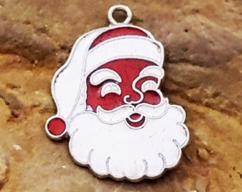 Vintage Santa Claus Charm Enamel Santa Claus Charm Sterling Silver Santa Charm Bracelet Necklace Christmas Charm Christmas Gift