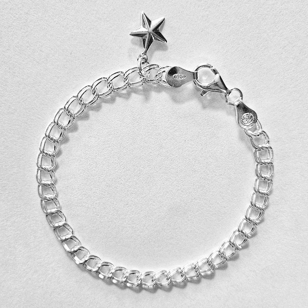 Sterling Silver Charm Bracelet: Traditional Double Link Style