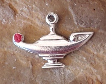 Vintage Genie Lamp Charm Lamp of Knowledge Charm Sterling Silver Charm Education Charm Bracelet Graduation Gift for Her